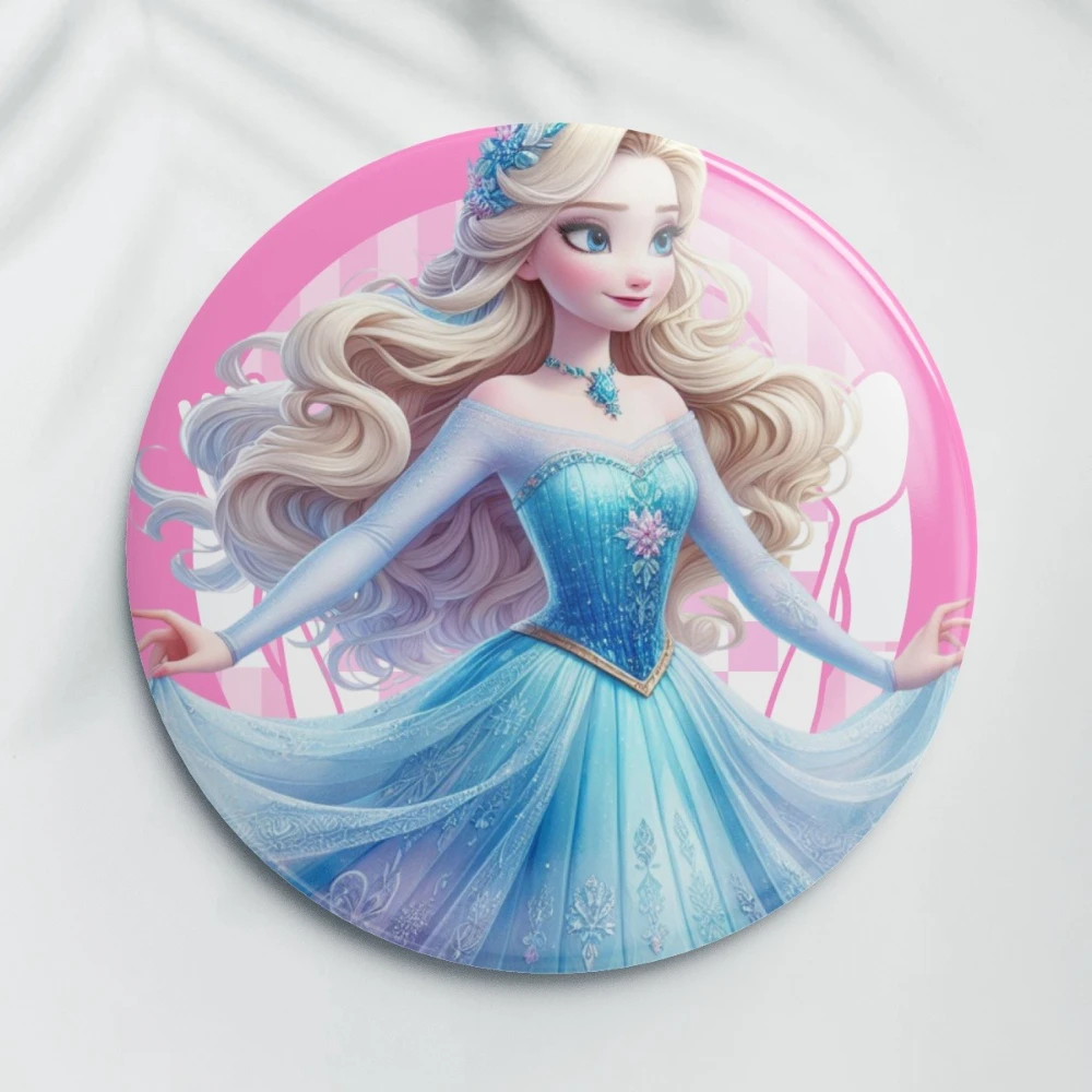 Disney Frozen Elsa Anna Principessa 58mm Cosplay Cartoon Anime Distintivo con Perni di Metallo per Bambini Borse Vestiti Cappello Zaino Decor Regali