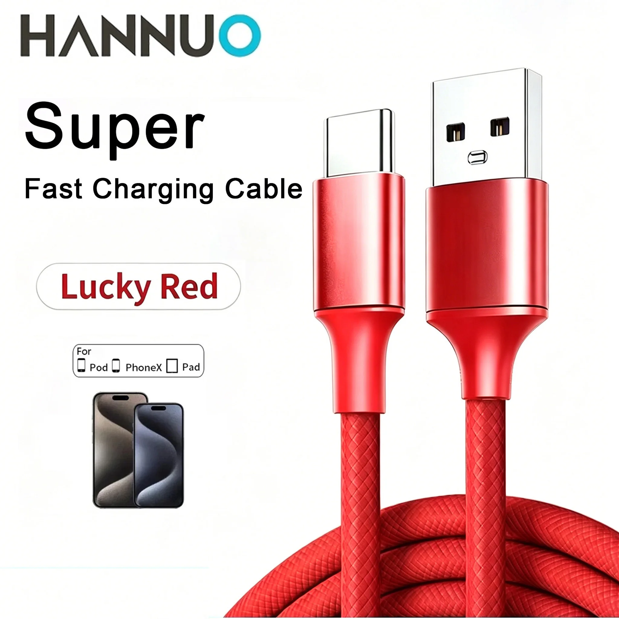

HANNUO USB Type C Cable Fast Charging Wire For iPhone 17 16 15 Huawei P40 P30 Realme Samsung Oneplus Power Bank USB C Charger