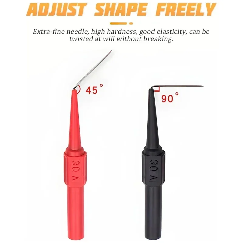 2/4pcs 30V Digital Multimeter Instrumentation Test Probe Pins Lead Equipment Instrument Part Insulation Wire Piercing Needle Tip