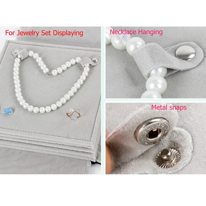 Multi-functional Jewelry Set Carrying Foldable Bag Ring Earring Pendant Necklace Chain Storage Roll Bag Travel Package Organizer