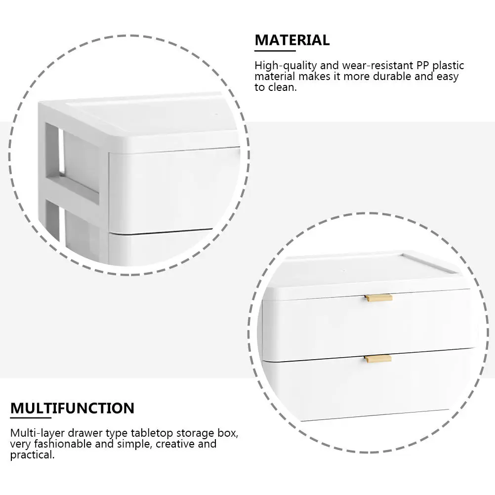 

1pc Drawer Type Multi-Layer Storage Box White Pp Plastic Organizer Desktop Sundries Container For Makeup Home Office