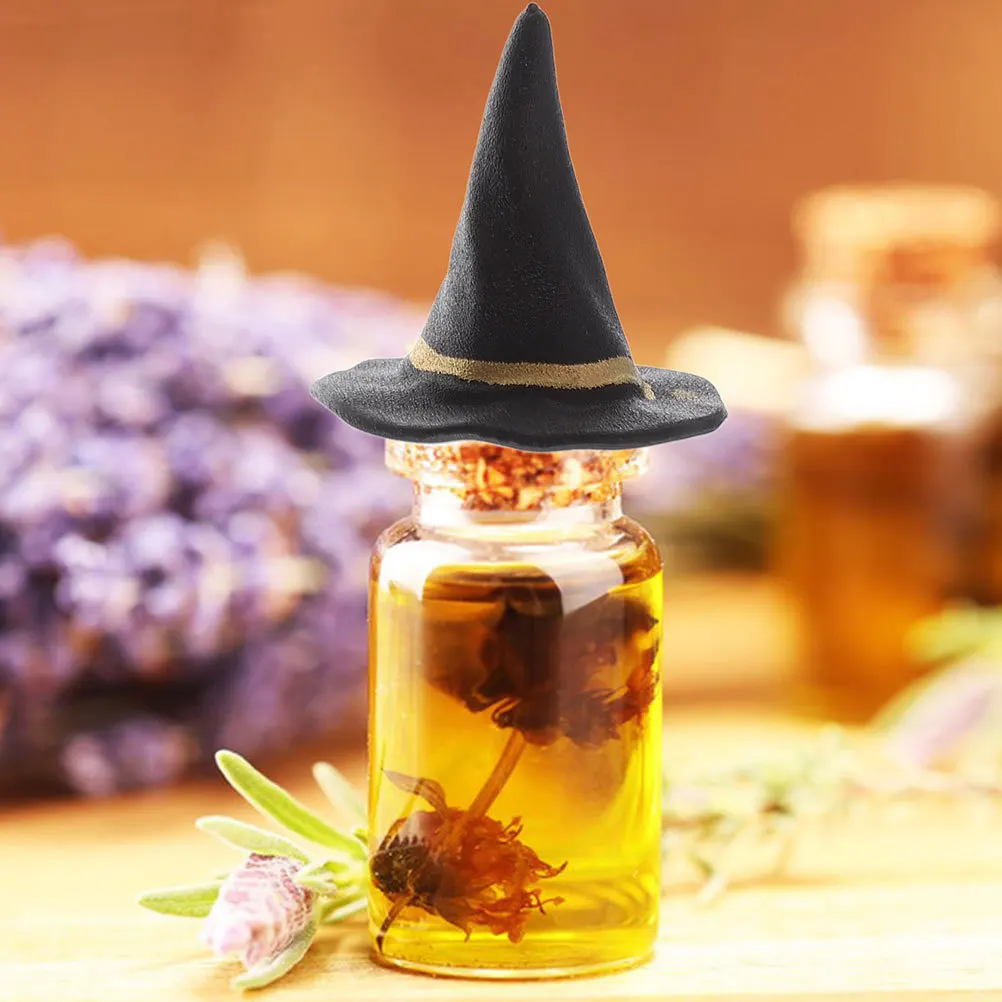 

40Pcs Mini Black Wizard Hats Lightweight Plastic Tiny Witch Caps Halloween Party DIY Crafts Mini Hat Decorations