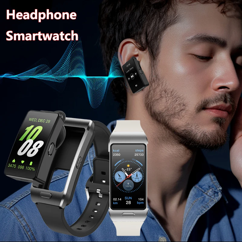 

New 2 in 1 Smart Watch Men With Earbuds Smartwatch TWS Bluetooth Earphone Local Music Heart Rate Health Monitor Sport Smartwatch