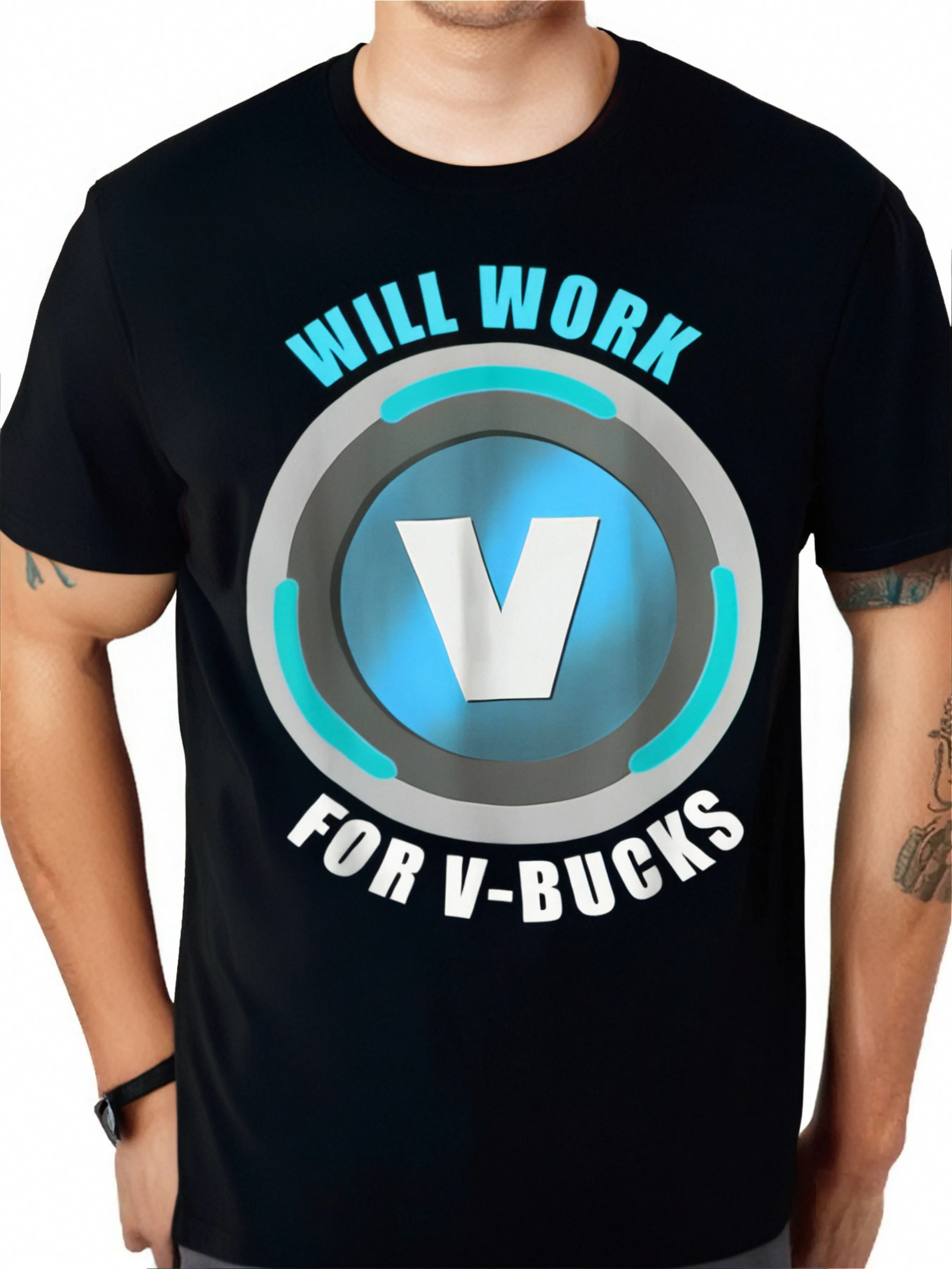 V Bucks T-Shirt Graphic s Men Funny shirt Cotton Breathable Comfortable DIY Casual Sports Halloween and Christmas gifts Tee