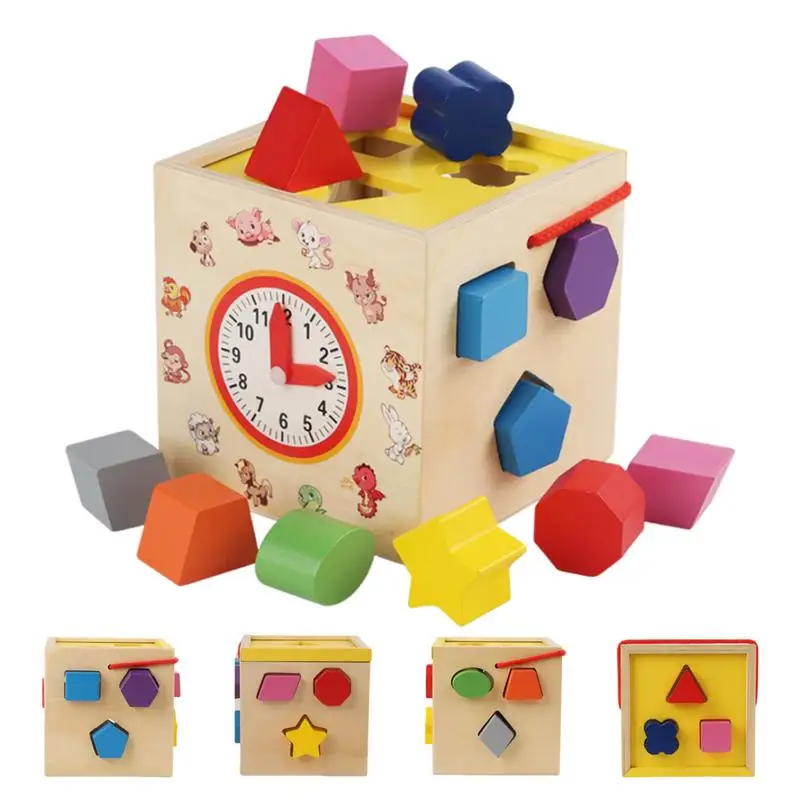 

Toddler Shape Sorter Shape Sorting Cube Wooden Shapes Sorting & Matching Toys Montessori Preschool Learning Fine Motor Skills