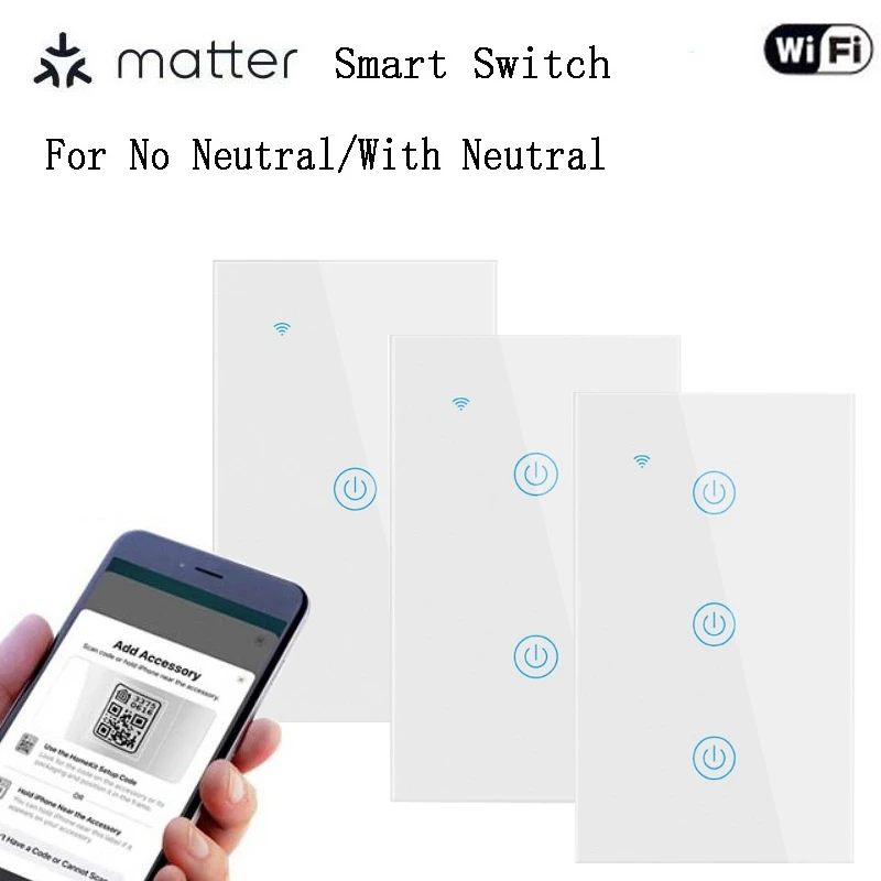 Matter WIFI Smart Switch US Touch Switch Smart Home Life Wall Switch Support Alexa Google Voice Smart APP