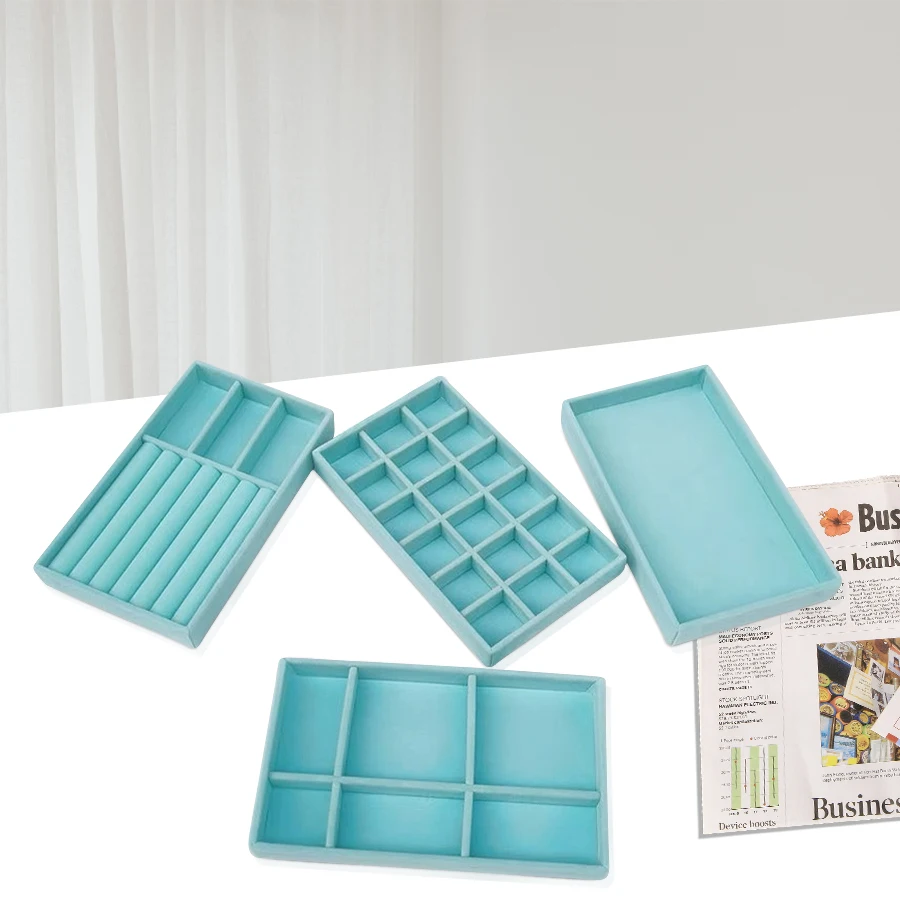 Jewelry Storage Box Earring Ring Necklace Brooch Holder Flannelette Jewelry Display Box Necklace Classification Organizer