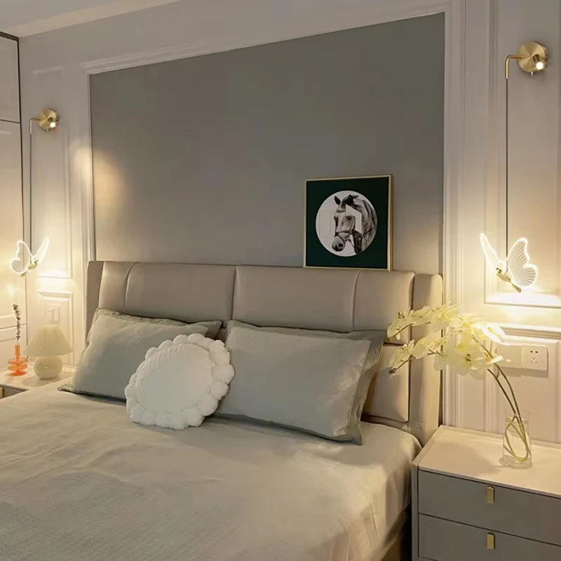 Postmodern Restaurant Bar Small Wall Lamp Simple Bedroom Bedside Long Wire Light Nordic LED Wall Lights Background Decor Sconce