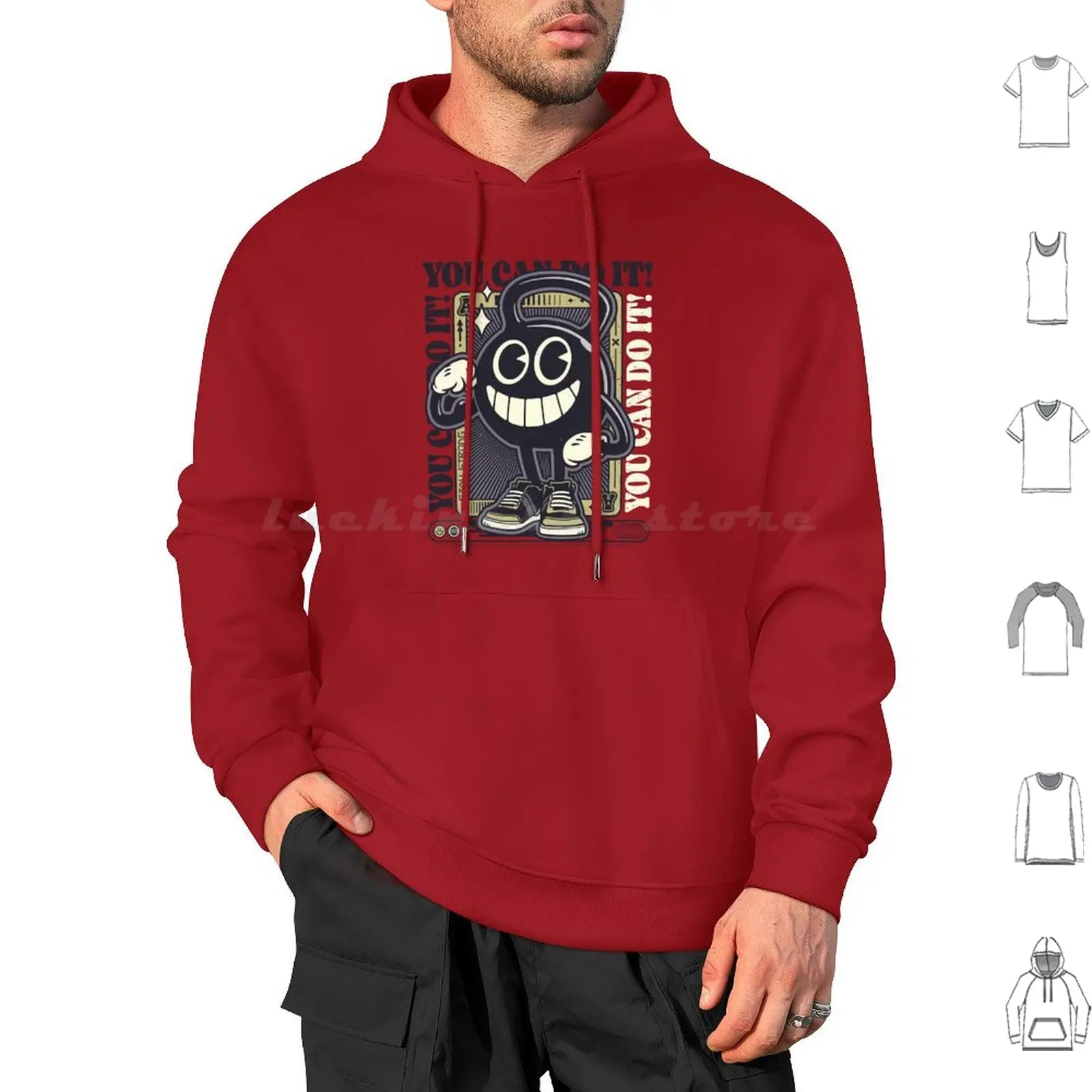 Fique forte-fitness motivacional dos desenhos animados hoodie algodão manga longa fitness motivação motivacional dos desenhos animados treino ginásio
