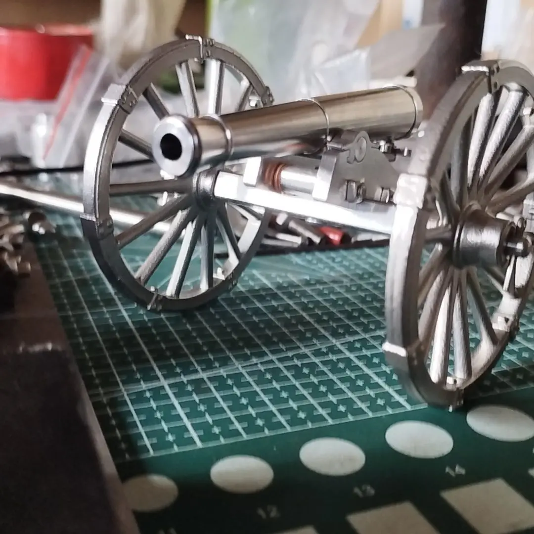 304 Stainless Steel Replica Mini Napoleon 6-Pounder Cannon – Home Decor Desk Ornament for Military Fans view 2