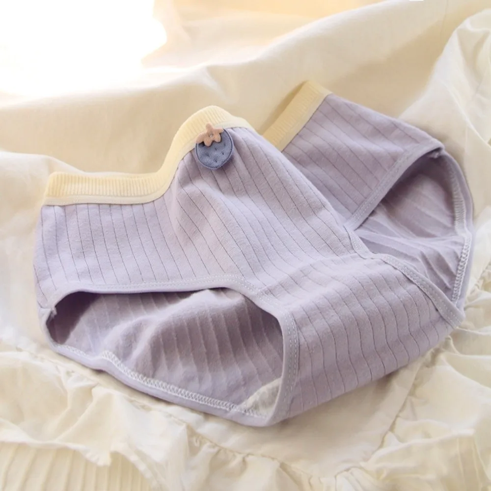 5 pçs lingerie listras calcinha de algodão doce cuecas morango breve bonito macio roupa interior feminina meninas