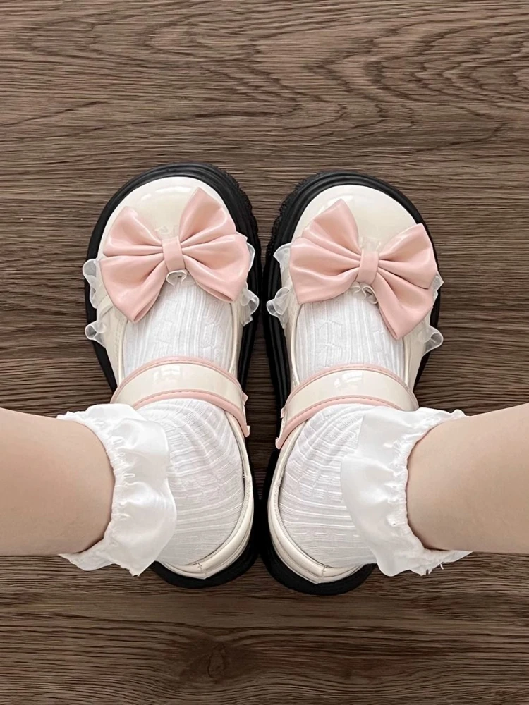 Sweet Lovely Lolita Mary Jane Small Leather Shoes Women 2024 New Summer Thick Soles Shoes Female All Match Uniform Single Shoes