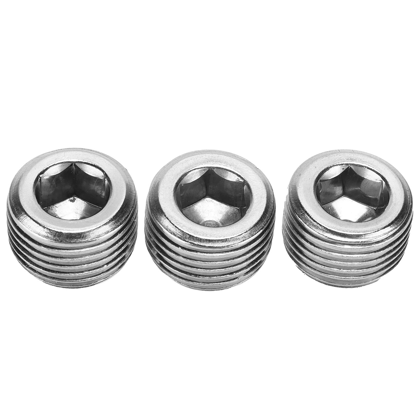 3pcs 1/2in NPT Pipe Plug Male Thread Fitting Internal Hex Thread Connector Car Accessories
