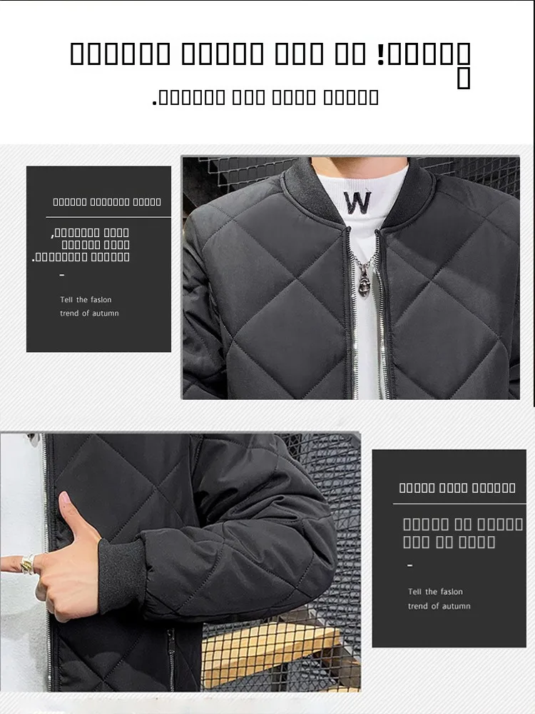 ملابس خارجية شتوية من القطن مبطنة من Thiened Fce للرجال خفيفة الوزن ومسامية وطويلة وياقة بيسبول معطف مكسيكي B... #4