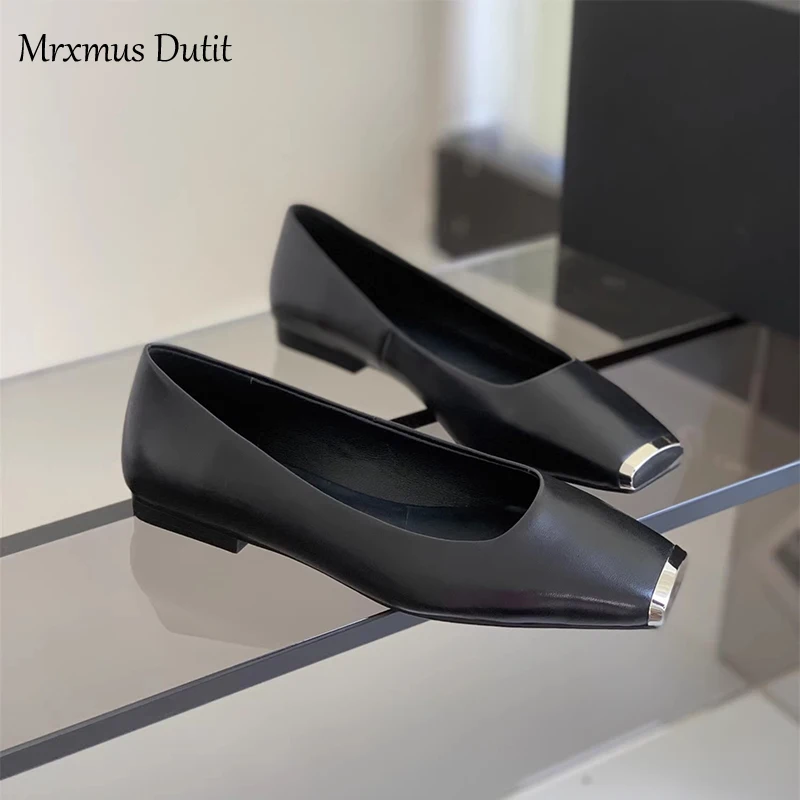 Mrxmus Dutit 2023 Spring Summer Fashion New Women Square Head Solid Flats Ballet Shoes Versatile Simple Casual Shoes Female Chic