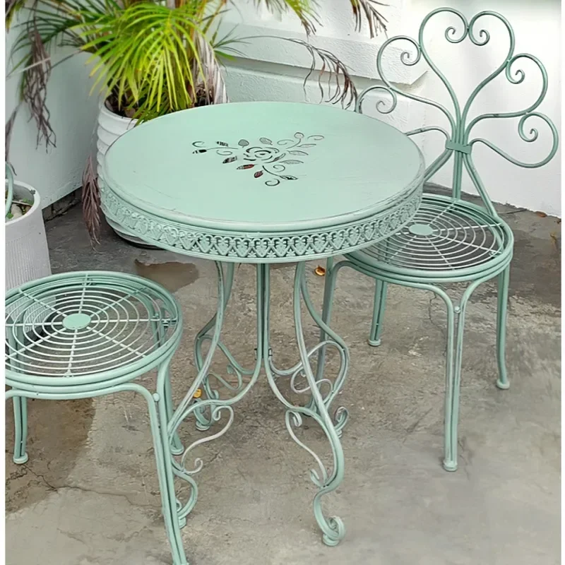 European Iron Outdoor Table, Lace Design, Small Coffee Table, Courtyard, Balcony, Terrace, Garden Furniture, Home Decoration