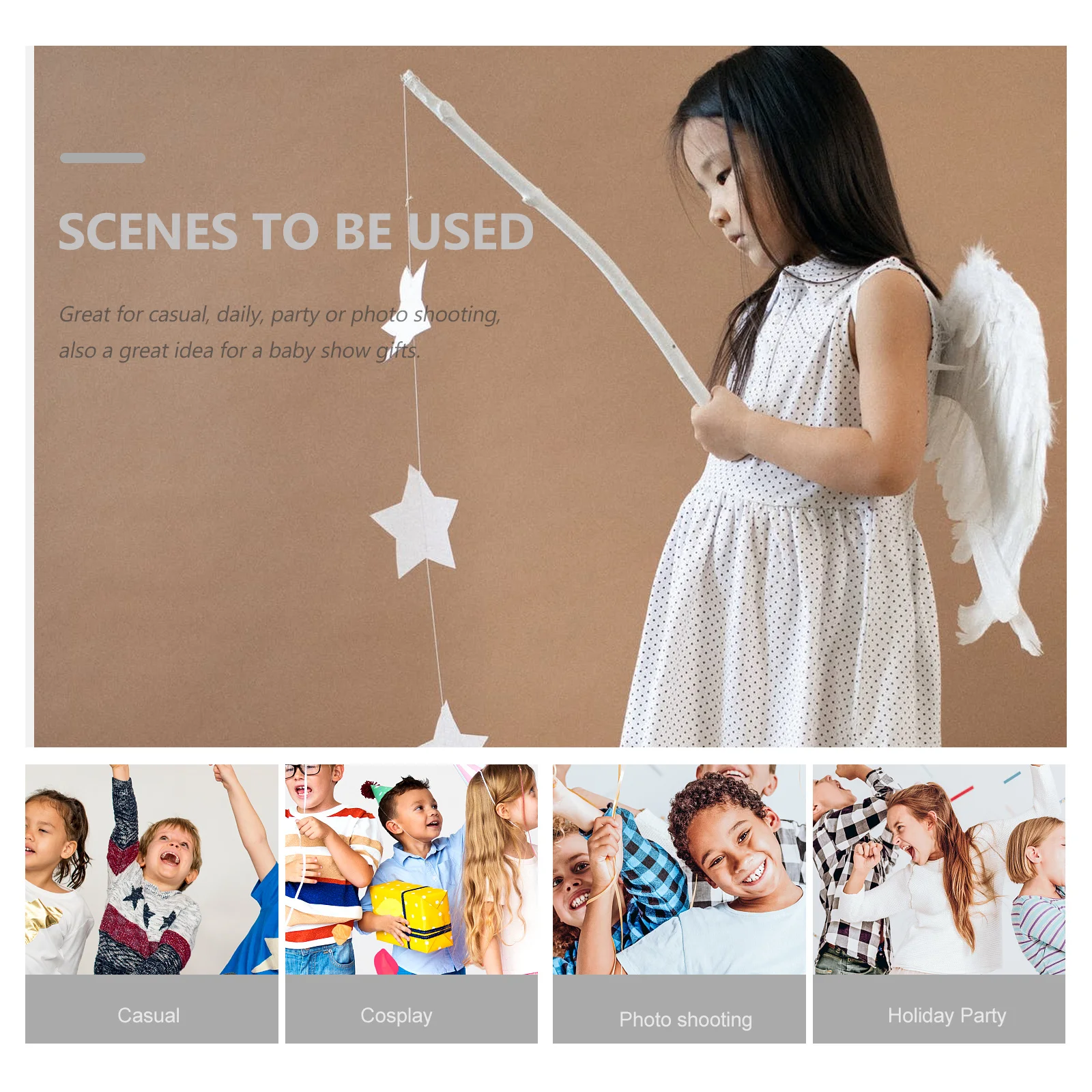 

1Pcs Wings Fashionable Backside Adornment for Toddler Dance Party Cosplay Accessories Glowing Fairy Prop