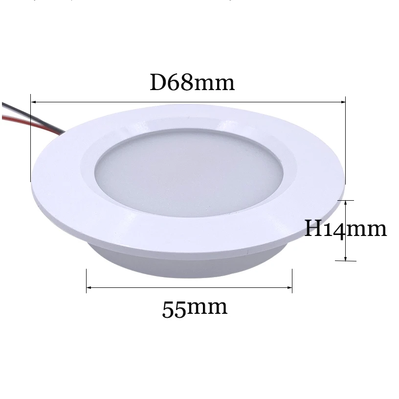 12V 24V Slim LED Cabinet Light 3W Ultra-thin 14mm 2'' Recessed Ceiling Lamp 55mm Hole Househould Book Shelf Downlight