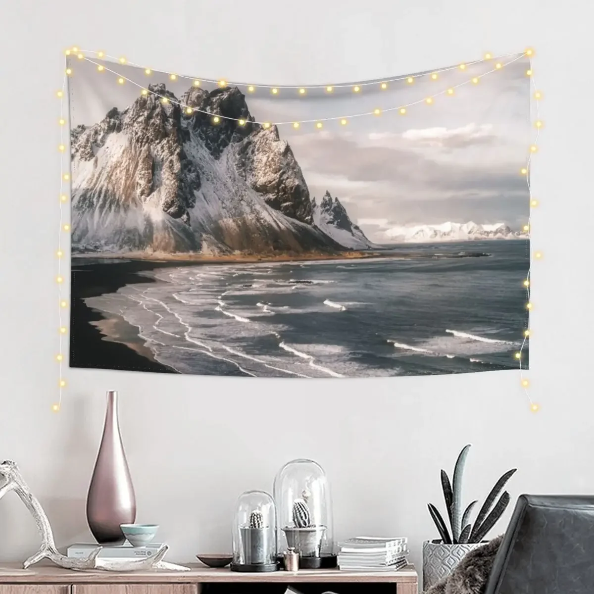 Stokksnes Icelandic Mountain Beach Sunset - Landscape Photography Tapestry Wall Decoration Bedroom Decor Tapestry