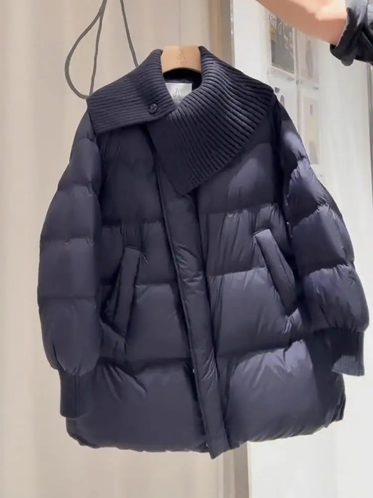 

Женская зимняя куртка большого размера в корейском стиле, вязаная из хлопка, уникальный дизайн, теплая верхняя одежда, удобный свободный крой