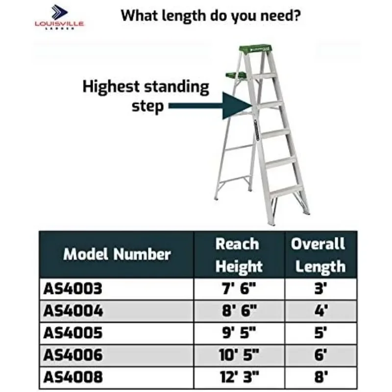 Louisville Ladder 6-Foot Aluminum Step Ladder, 225-Pound Capacity, AS4006