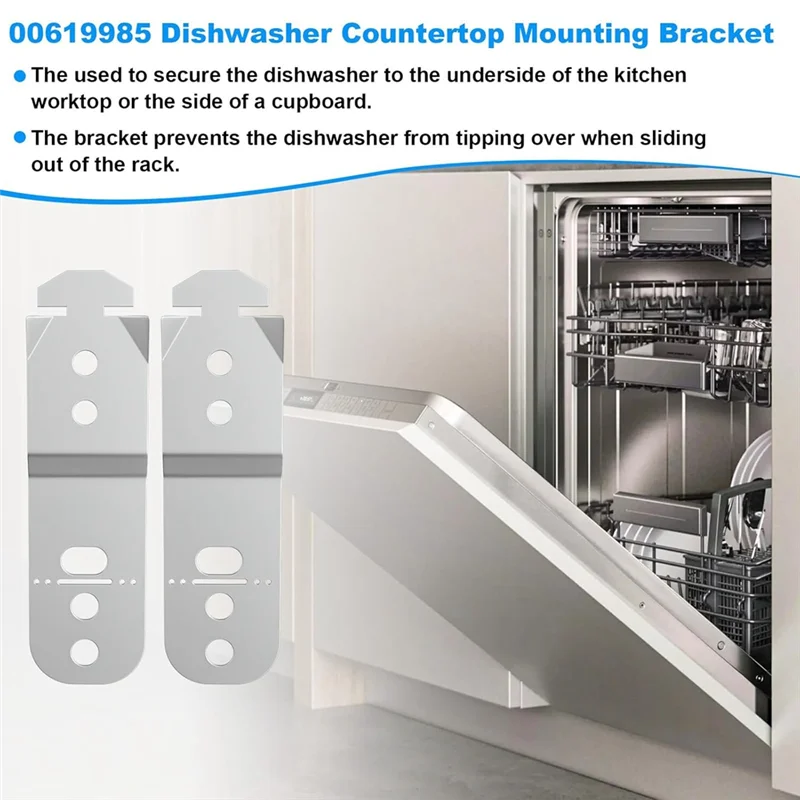 Suporte de montagem para máquina de lavar louça 619985 para peças de máquina de lavar louça, substitui AP4538351,00605007,00628371,605007,619985,62837-2Pack