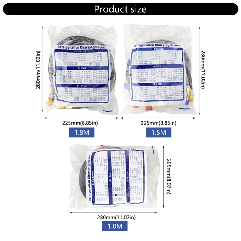 Selang Pengukur Manifold dengan Selang Ketegangan Katup, Selang Pengisian Pendingin HVAC untuk HVAC R502 R22 Pengiriman Drop