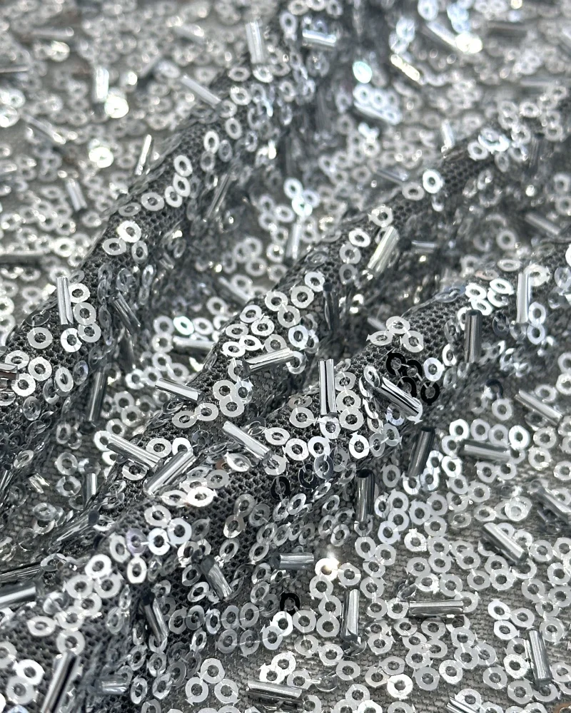 Africa Nigerian Beaded French Mesh Lace With Sequins High Quality 2025 Embroidery Lace Sequins Lace For Wedding Dresses Women