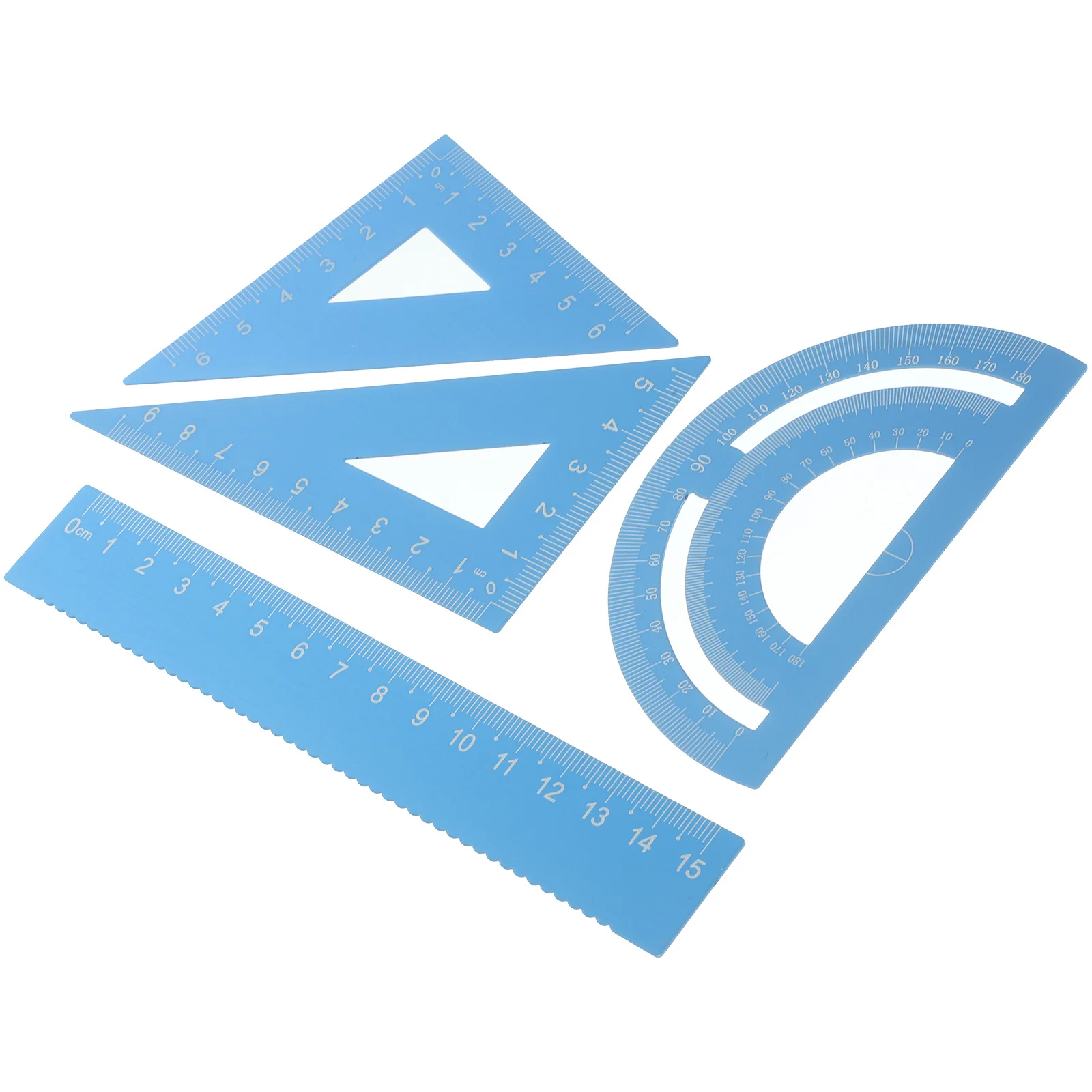 1Set Plastic Straight Ruler and Protractor Combination Geometry Tool for Students Engineers Office School Measurement Use