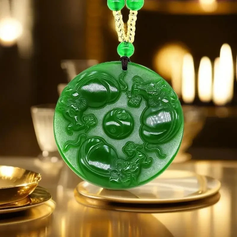 

Jade Cattle Pendant Gemstone Gifts for Women Amulet Gemstones Carved Natural Gift Luxury Gifts Necklace Green Charms Jewelry