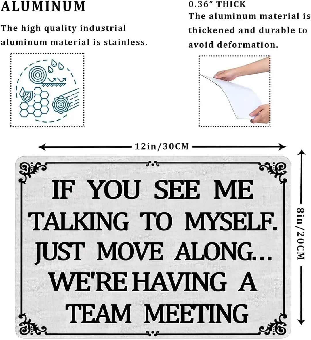 Funny Office Metal Tin Signs Humor Wall Art Decor, If You See Me Talking To Myself We\'re Having A Team Meeting, Cubicle