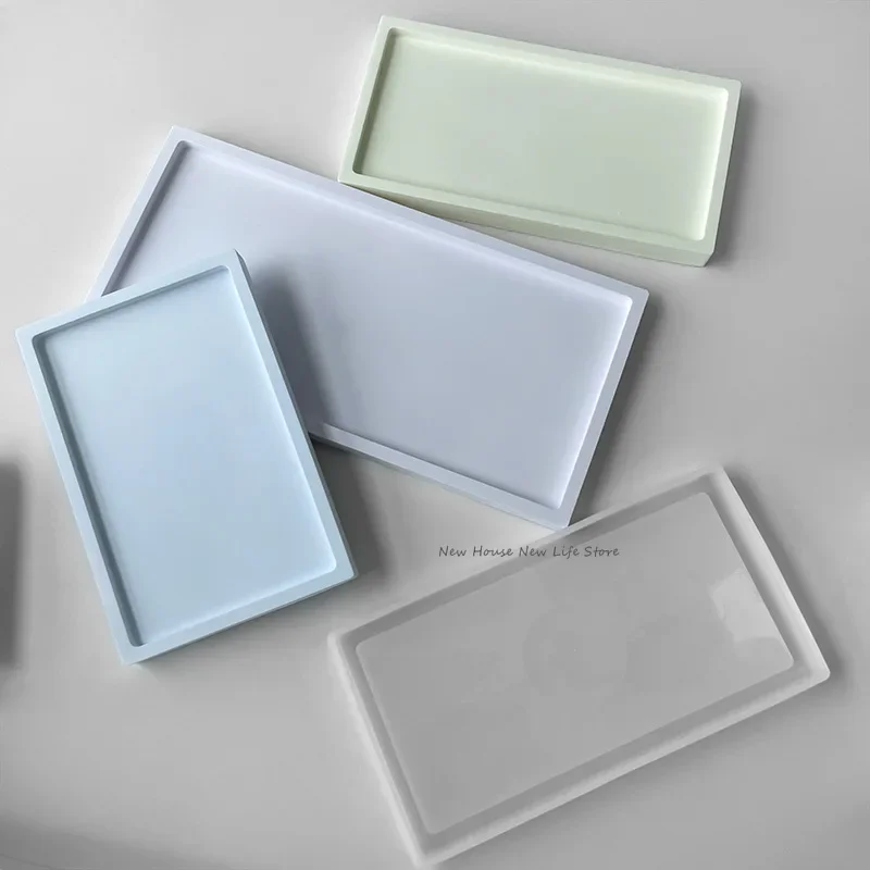 Rectangle Shape Silicone Molds DIY Handmade Epoxy Resin Concrete Plaster Fruit Dessert Storage Tray Molds Ceramic Clay Casting