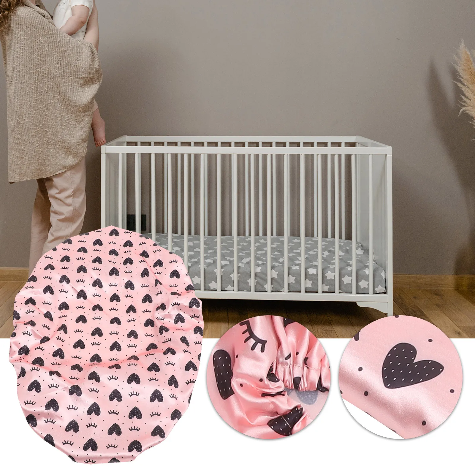 ملاءة مرتبة سرير الأطفال المجهزة، ملاءات سرير الأطفال قابلة للتنفس، مزخرفة ناعمة بدون ضوضاء، مناسبة تمامًا، نمط فريد