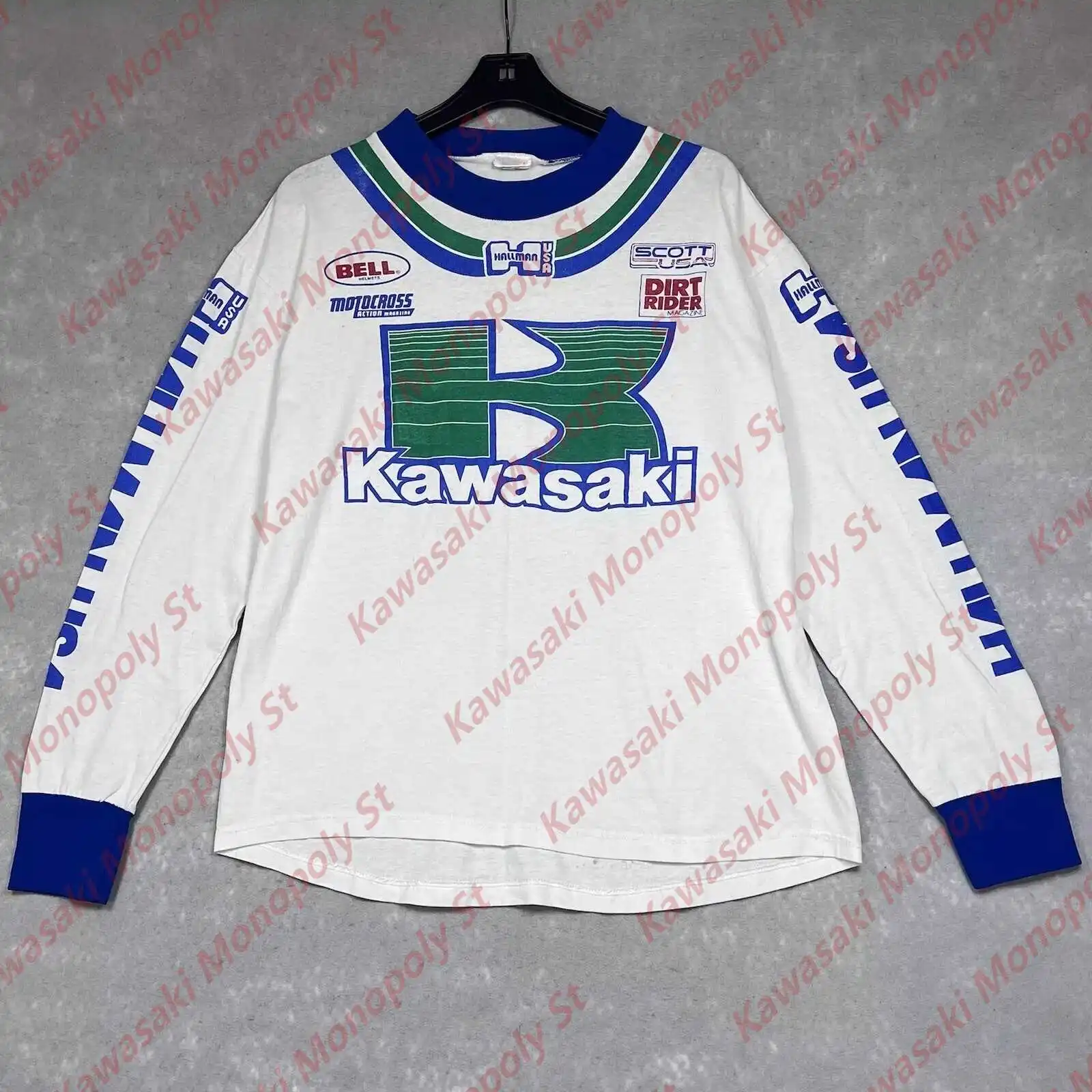 New Summer Men's Retro Kawasaki Off-Road Racing Long Sleeve Sweatshirt Big AHRMA MX KX BMX Training Suit Kids/Adult Cycling Top