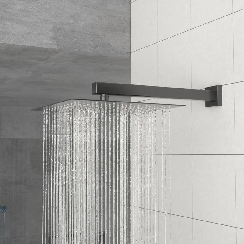 

16-Inch Wall Mount Shower Arm with Flange, Matte Black Finish for Modern Bathrooms, Durable and Stylish Design, Easy