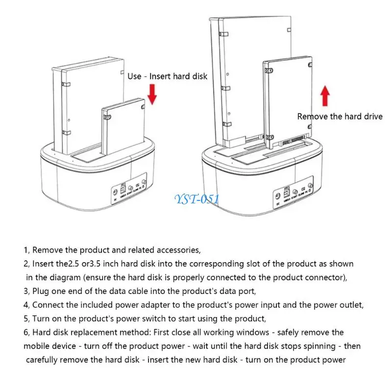 E15A Functional HDD SSD Docking Station With Quick Swapping Function Tool Release Hard Drive Dock For Home And Office Storage