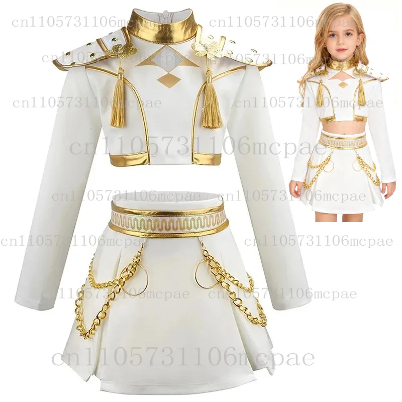 أزياء الفتيات شيطان هنتر رومي زوي الفتيات الهيب هوب مجموعة هالوين لعب الأدوار فستان كرنفال زي + قلادة في الأوراق المالية #4