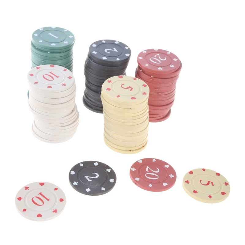 100Pcs Casino Chip Roulettes Game Bingo Chip with Box Plastic Counting Counters Chip for Game Play Learning Dropship