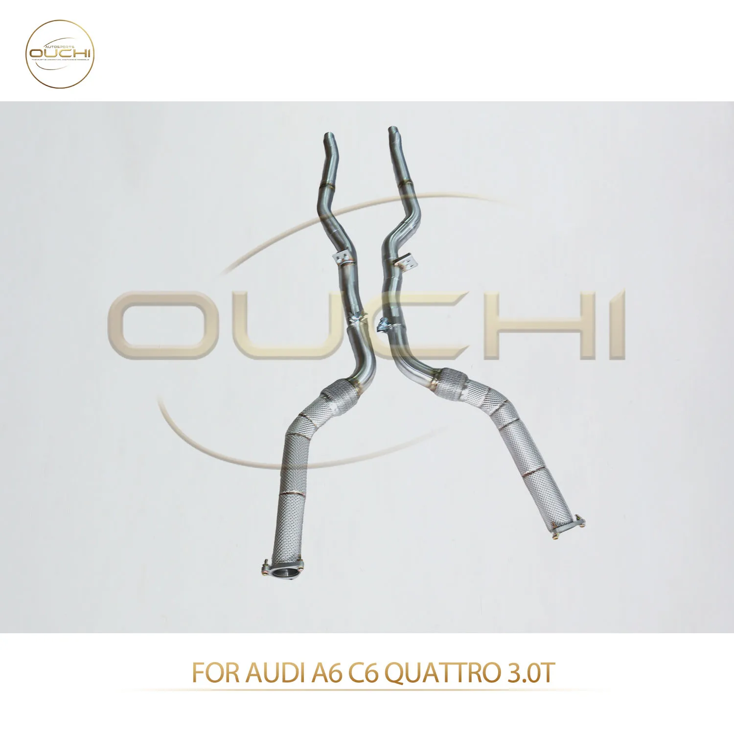 

Гоночный даунпайп для Audi A6 C6 Quattro 3.0T, безкатализаторная прямая труба, спиральная труба, экстремальный выхлоп, нержавеющая сталь 304