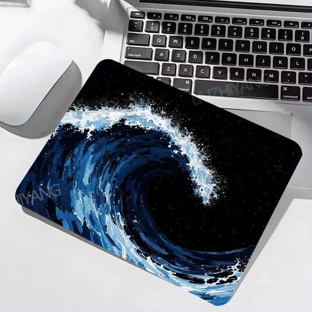 

Japanese Waves Mouse Pad 22X18 Large XS Square Computer Office Game Table Mats Rubber Anti-slip Mousepads Small Decor Desk Pads