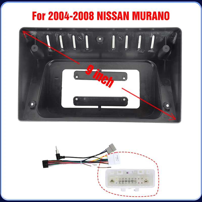 For NISSAN MURANO 2004-2008 Panel Dashboard Installation Trim Power Cable 9 Inch Car Radio Fascias Frame