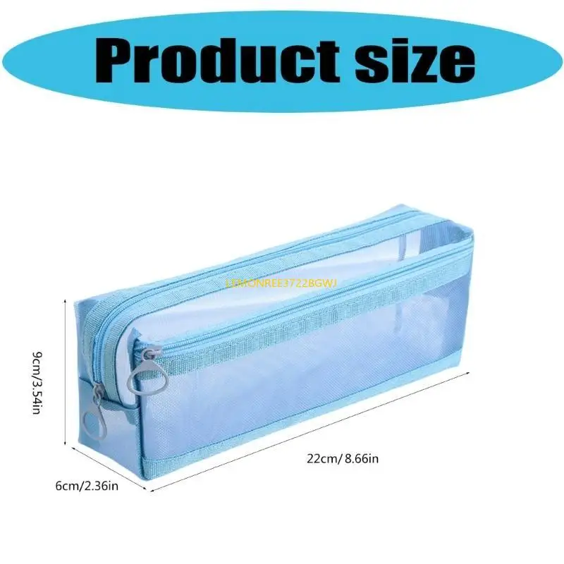 

C90C Clear Mesh Cencil Case Double Layer Cencil Sagn