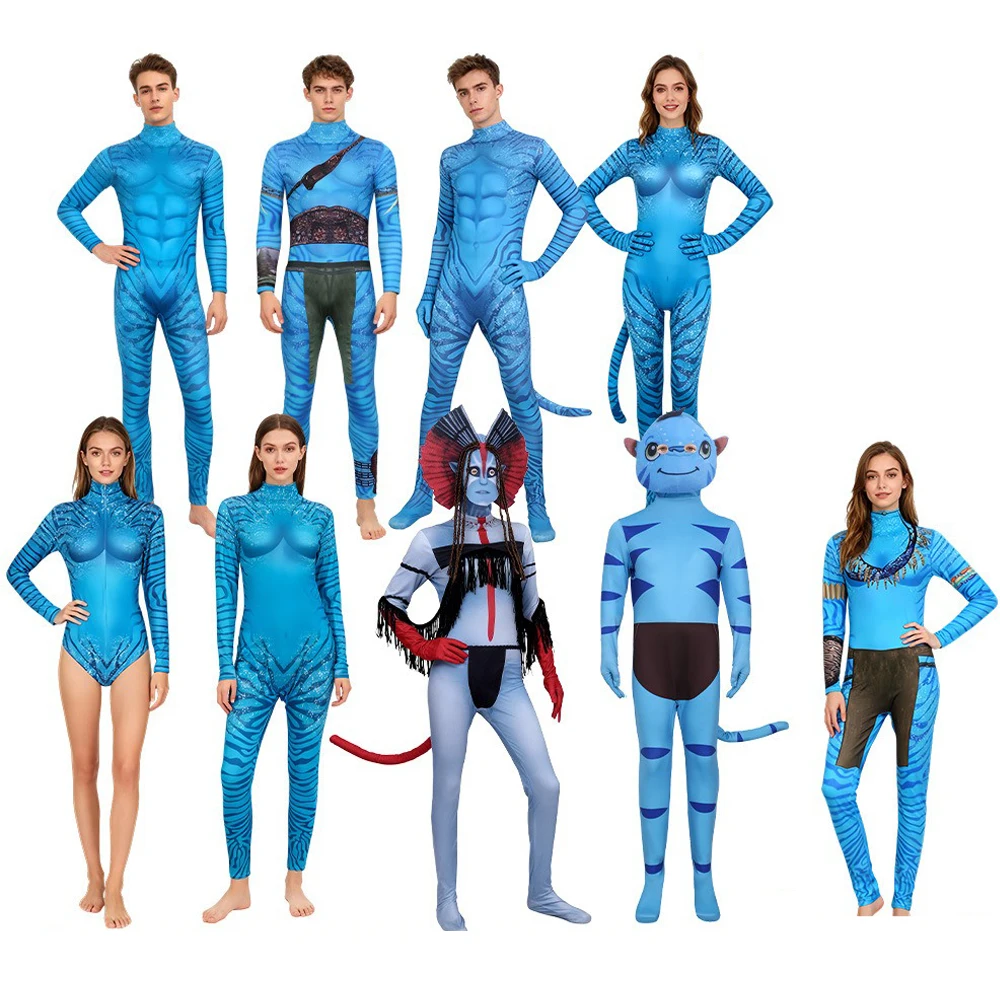

Avatar Onesie Pajamas Cosplay Costume for Adults Movie Blue Alien Outfit Stage Performance Anime Convention Party Halloweenv