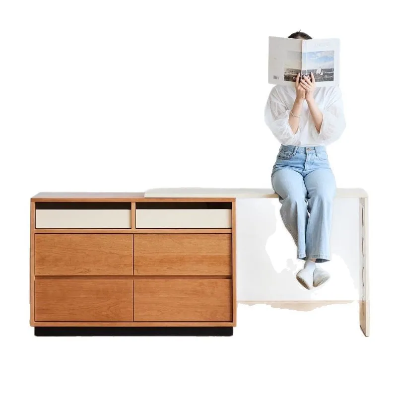 

Solid wood dresser household small apartment makeup table bedside bucket cabinet integrated storage locker