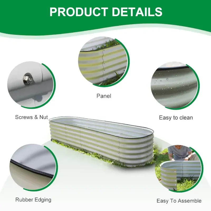 Huizhou Green Giant 32'' Tall 6N1 Modular Corrugated Galvanized Metal Raised Garden Bed Kit Planter Flower Box for the Garden