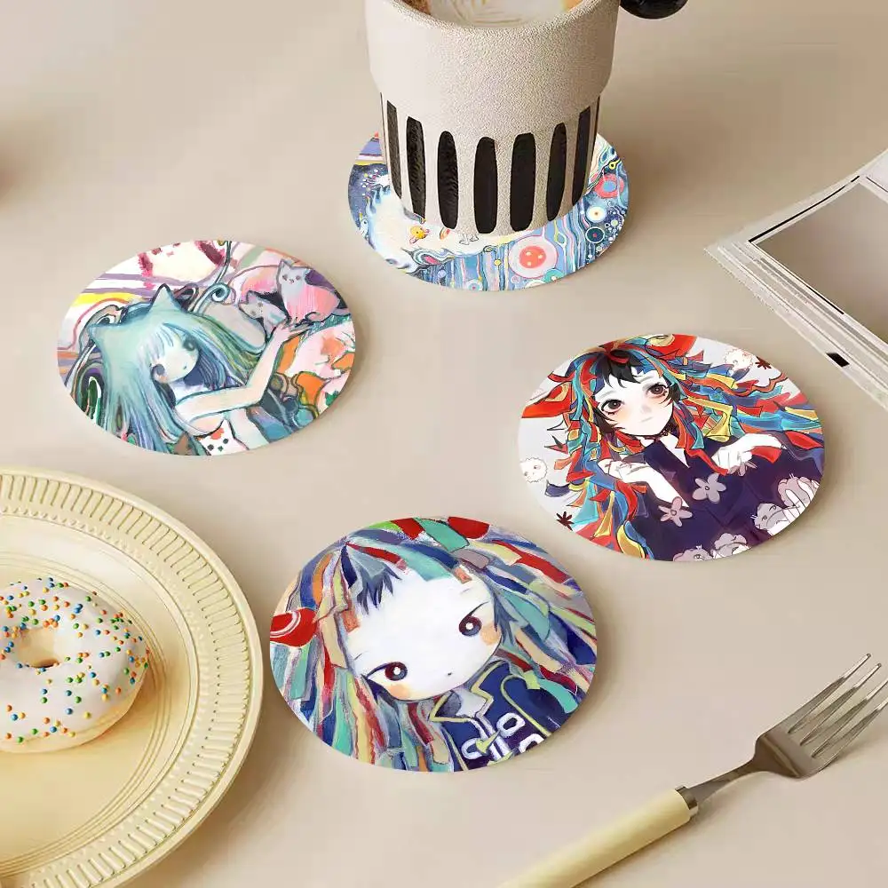Music Master Kikuo Round Wooden Coasters Suitable For Restaurants And Coffee Home Gift Choice Holidays