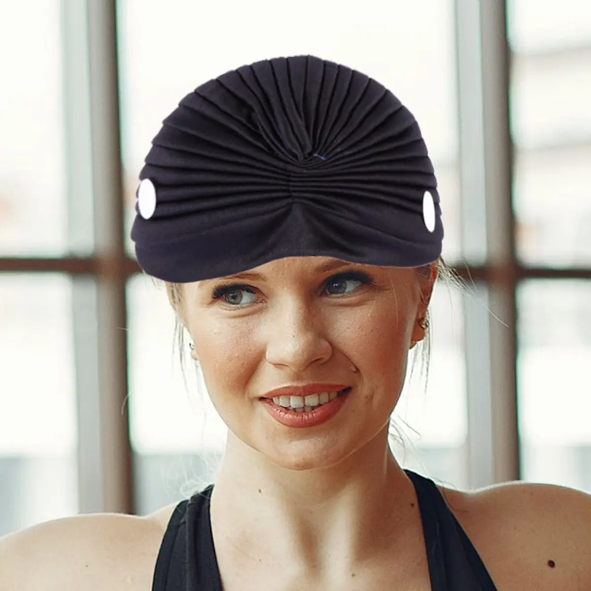 

2Pcs Anti-Ear Burn Head Wrap with Holding Buttons Breathable Sweat-Wicking Hair Band Non-Slip Sporty Beanie for Daily Use and