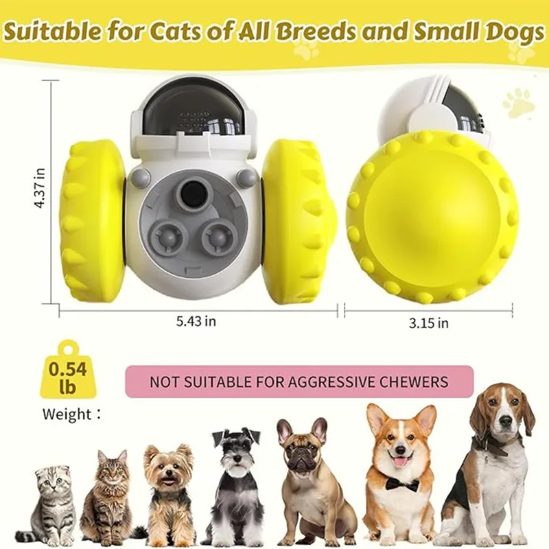 Dog Cat Wobble Treat Dispenser Puzzle Toys Interactive Slow Feeder Snack Enrichment Fun Sliding Rolling Exercise & Distribution