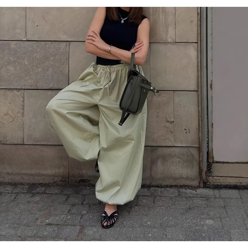 2025 Fall/Winter New High-End Cotton Bloomers Casual Lazy Wide-leg Pants Loose Bloomers Women