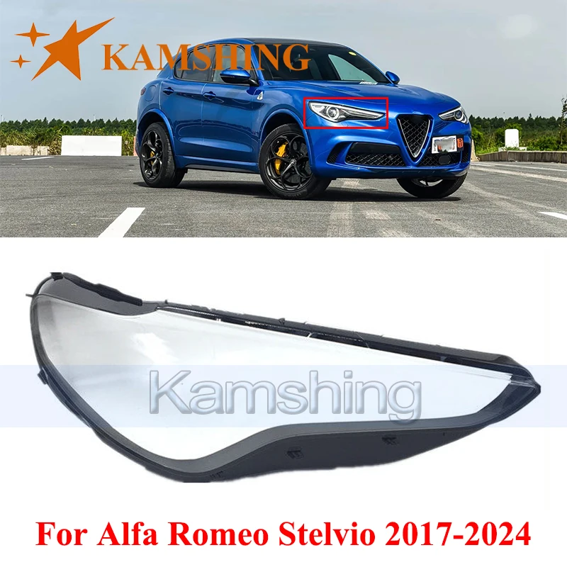 CAPQX Front Headlight Cover For Alfa Romeo Stelvio 2017-2024 Lights Shell Lampshade Head Light Glass Mask Headlamp Lens